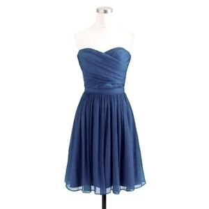 J. Crew Taryn Hazel Blue Silk Crepe Chiffon Dress - Like New